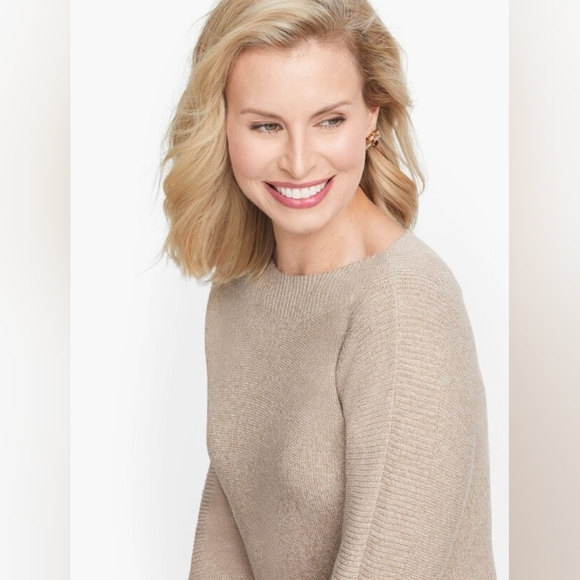 Talbots Wool Blend Bateau Neck Dolman Sleeve Sweater Women's LP Shimmer - Picture 1 of 9